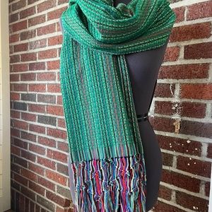 Colorful Woven Fringe Wrap from Mexico